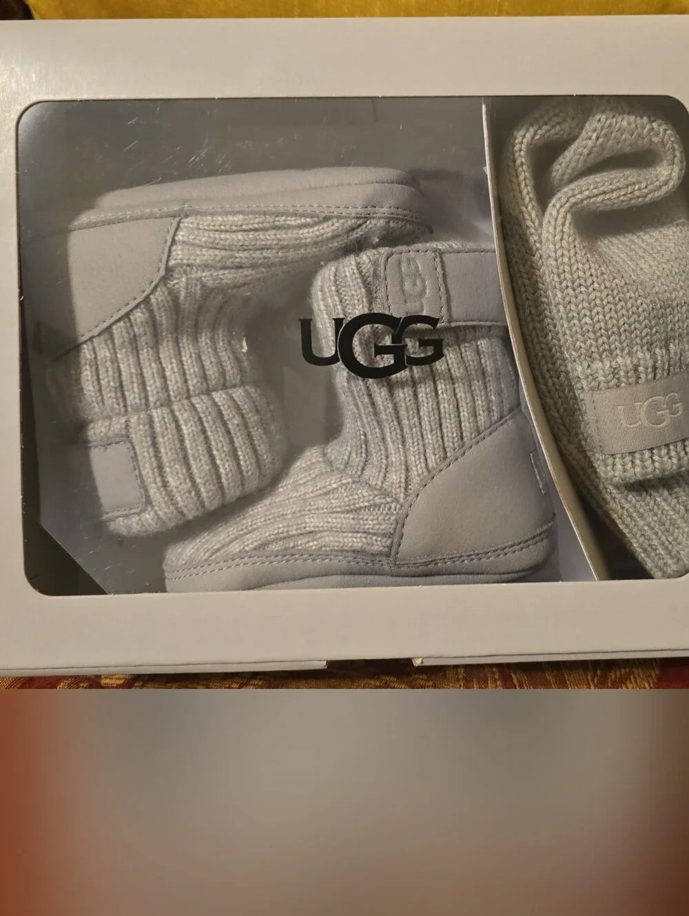 UGG Baby Knit Suede Booties in Light Gray [Baby 2/3] New